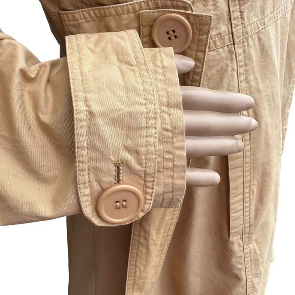 Chadwicks 16 Tan Trench Coat Double Breasted Puffer Sleeve TieBelt Cotton Jacket - Picture 8 of 12